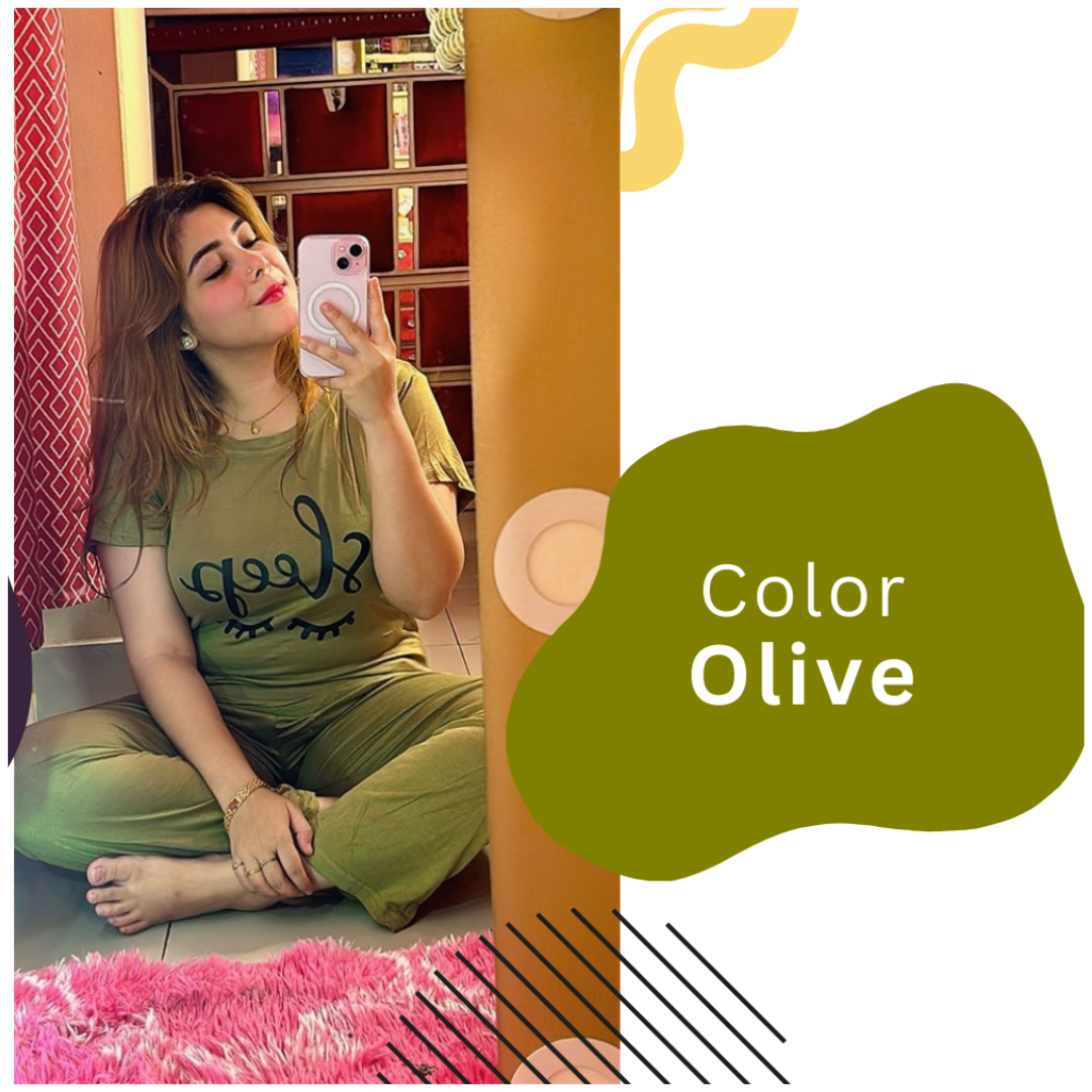 Comfortable T shirt and Pants for Women - Olive