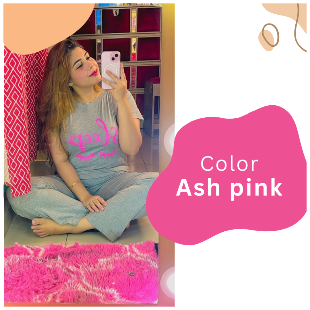 Comfortable T shirt and Pants for Women - Ash Pink