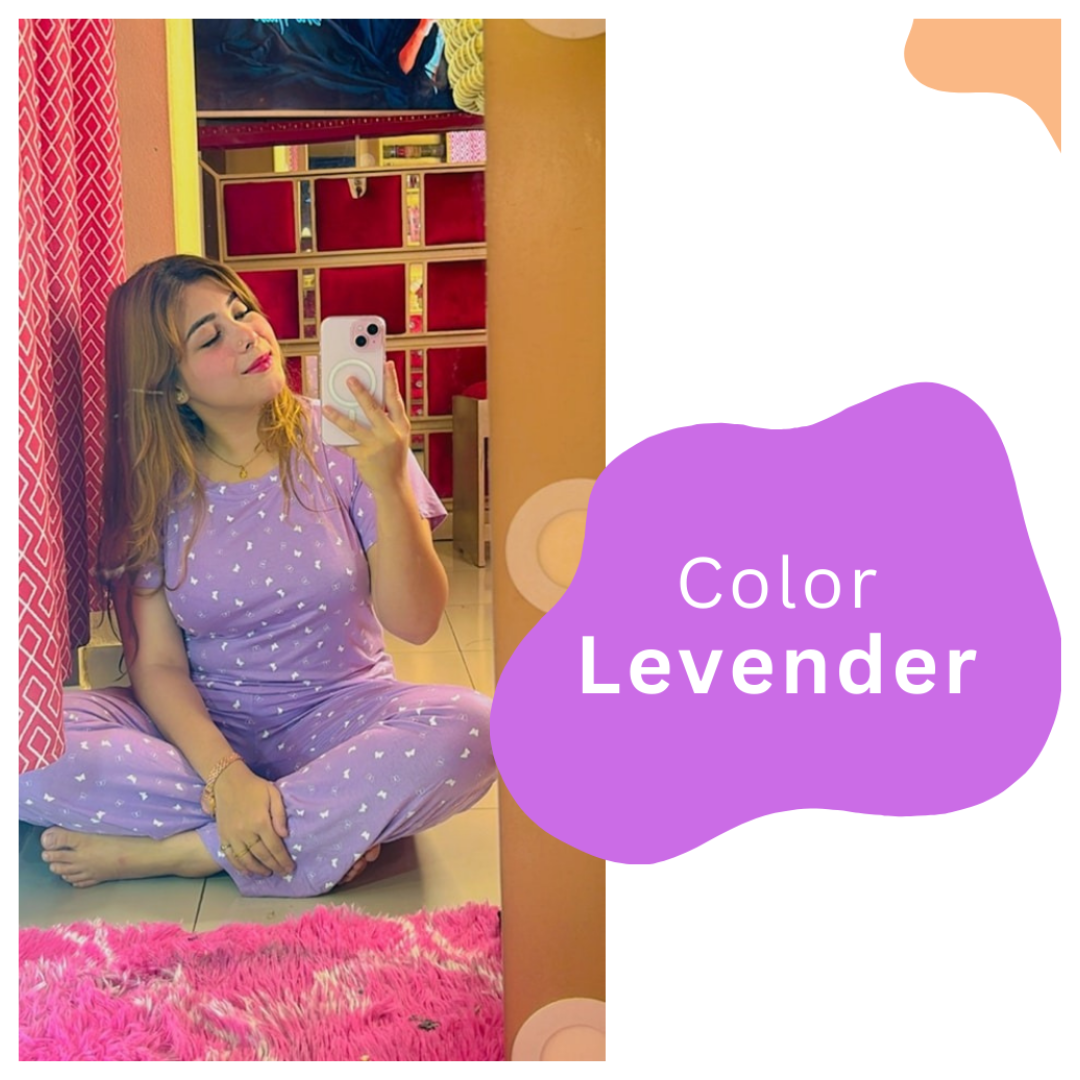 Comfortable T shirt and Pants for Women - Levender